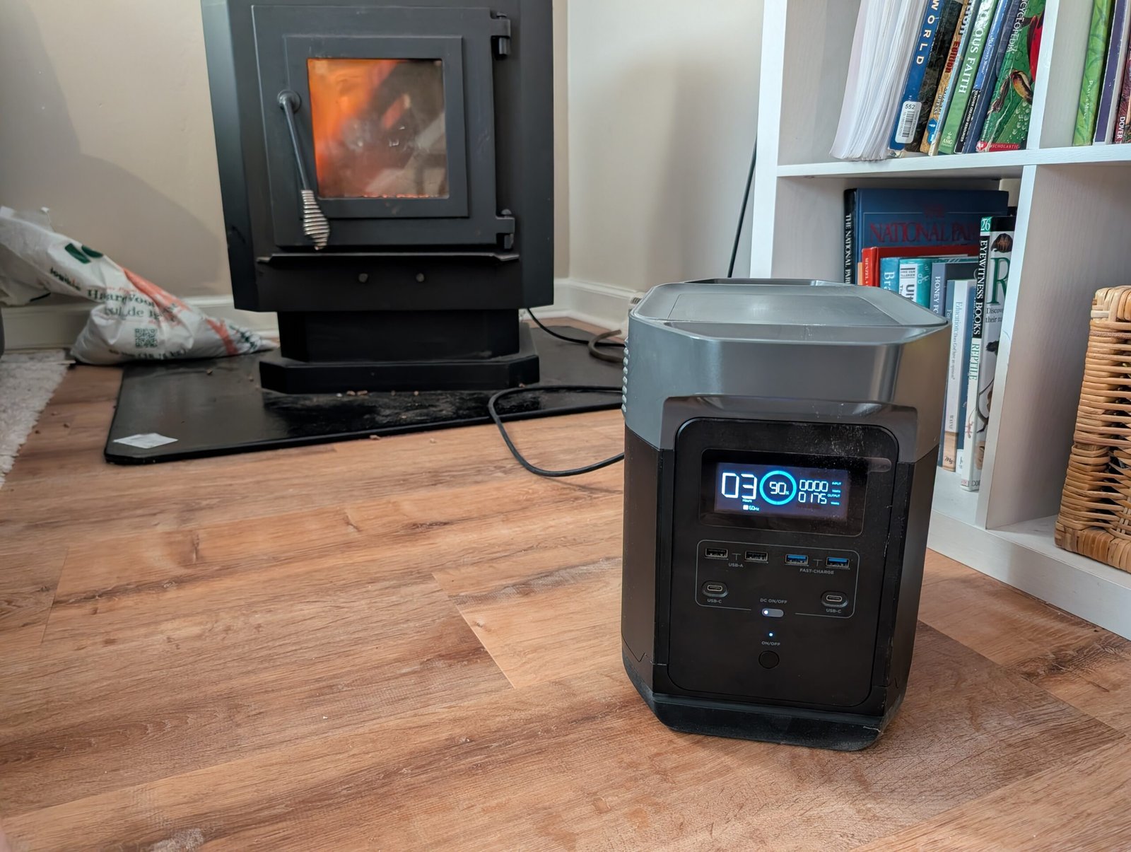 Pellet stove running on EcoFlow